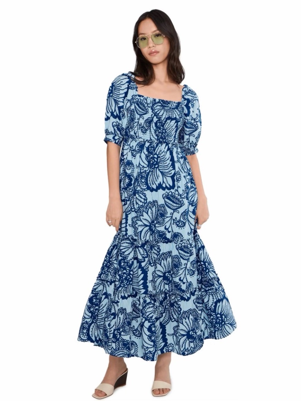 Lilly Pulitzer Blue Hadly Short Sleeve Smocked Dress In Starlight Navy Proud